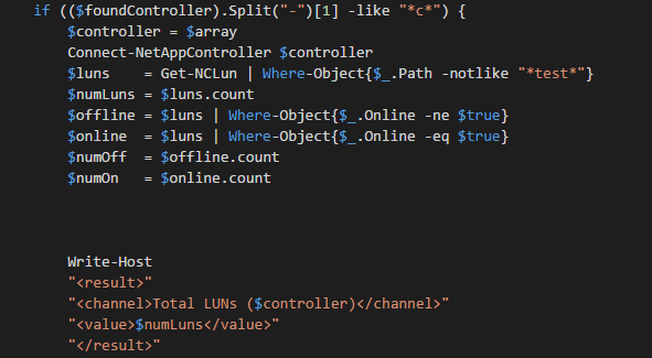 PowerShell: NetApp LUN monitoring with a PRTG custom sensor